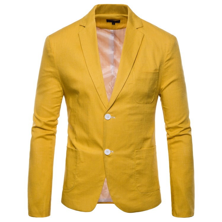 2018 Casual Suit Men'S Spring New Men'S Fashion 2-Button Cotton And Linen 9-Color Business Suit Men'S - Image 2