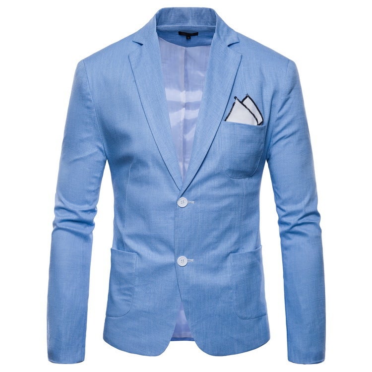 2018 Casual Suit Men'S Spring New Men'S Fashion 2-Button Cotton And Linen 9-Color Business Suit Men'S - Image 3