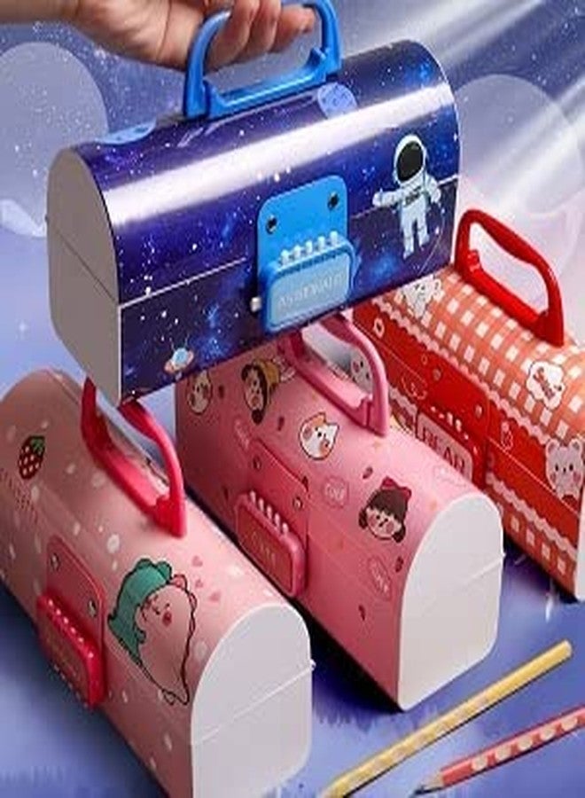 Rahasya Enterprise Kids Pen & Pencil Box-Suitcase Style Password Lock Pencil Case,Multi-Layer Pencil Box for Kids, Boys, Girls, Stationary Organizer Case for Kids (Red - Bear) - Image 5