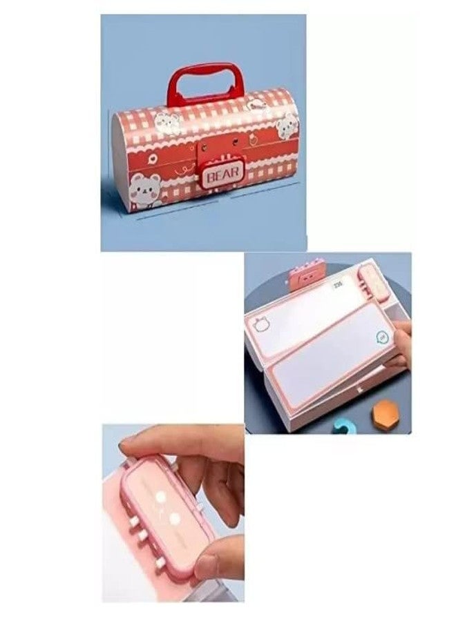 Rahasya Enterprise Kids Pen & Pencil Box-Suitcase Style Password Lock Pencil Case,Multi-Layer Pencil Box for Kids, Boys, Girls, Stationary Organizer Case for Kids (Red - Bear) - Image 3