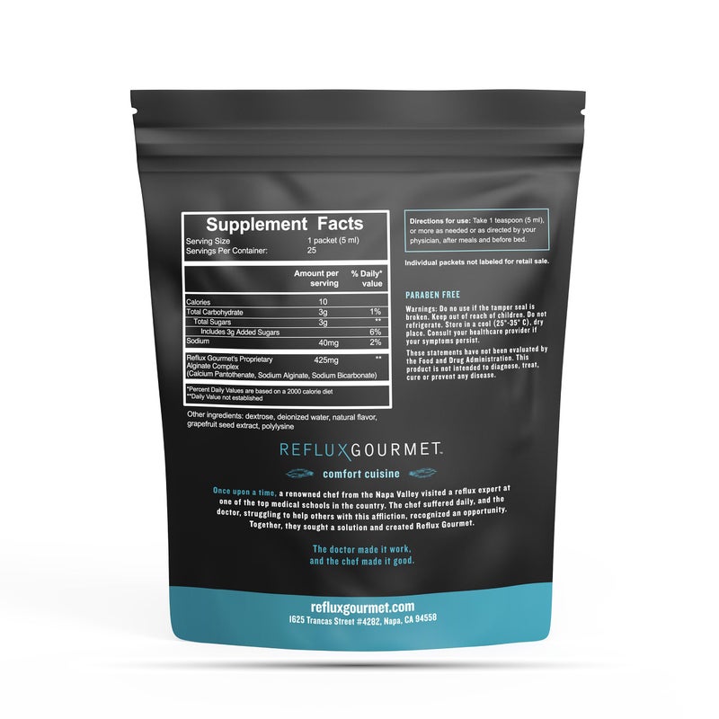 REFLUX GOURMET Natural Heartburn Acid Reflux Relief Support Supplement for GERD, LPR, Indigestion, Aid for Intermittent Fasting, Alginate Therapy, Single Serve 25 Pack, Mint Chocolate/Vanilla Caramel - Image 2