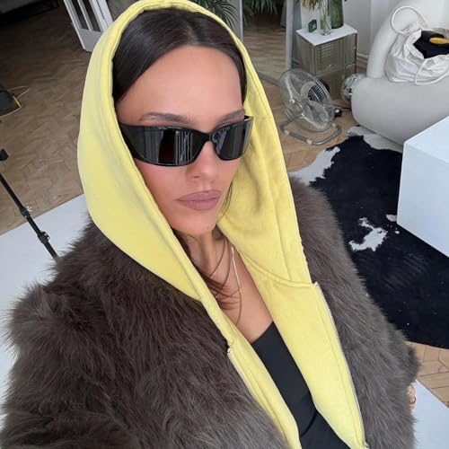 Fozono Retro Wrap Around Sunglasses for Women Trendy Y2k Vintage Sun Glasses UV Protection FZN827 Black Frame/Gray Lens - Image 3