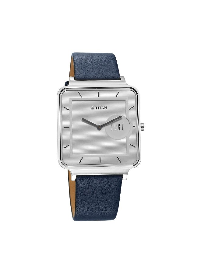 TITAN Edge Quad Quartz Analog White Dial With Blue Leather Strap Watch For Men 10017Sl01 - Image 1