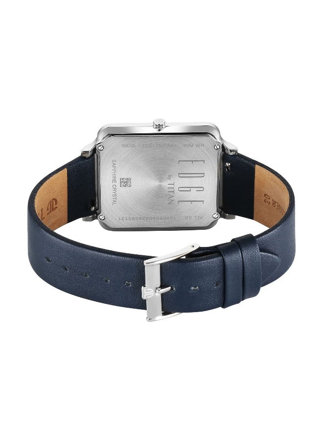 TITAN Edge Quad Quartz Analog White Dial With Blue Leather Strap Watch For Men 10017Sl01 - Image 4