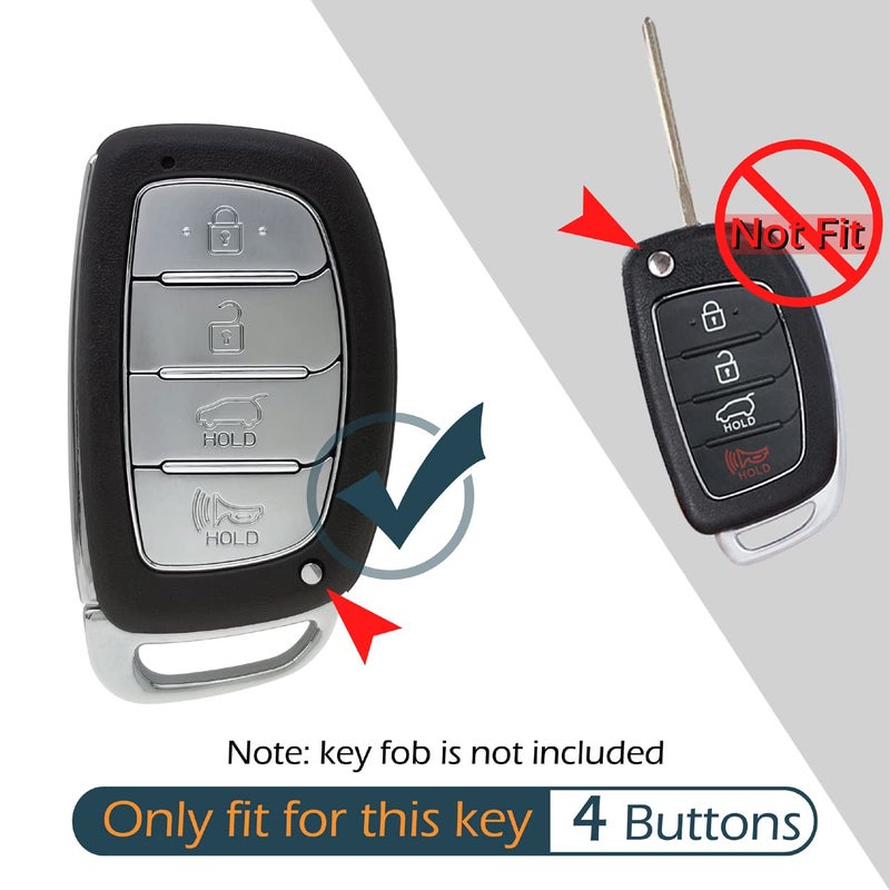 GFDesign 2 Pcs Silicone 4 Buttons Key Fob Cover Remote Case Keyless Protector Compatible with 2019 2018 2017 2016 2015 2014 2013 Hyundai Elantra Sonata Tucson - Black (Flip Fob NOT FIT) - Image 2