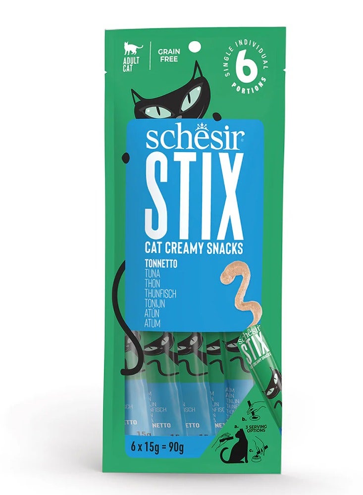 شيسر ستيكس سناك سائل بنكهات التونا بالكريمة 6×15 غ - Image 1
