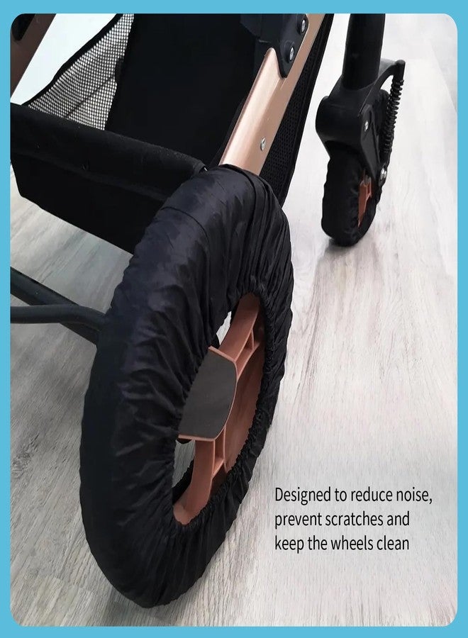Dedoda 4 Pack Baby Stroller Wheel Cover Black Wheelchair Wheel Tire Protector for Child Kid Baby Stroller Jogger Wheels Covers Noise Reducing & Anti Scratch Cart Wheel Tire Protectors Accessories L - Image 3
