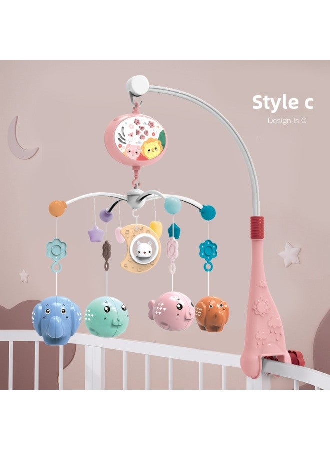 Youbain Baby Bed Bell Rattle Children 0-1 Years Old Music Rotating Bedside Bell Baby Soothing Toy Remote Control-Color:668-21/powder Bluetooth Remote Control Color Box  - Image 1