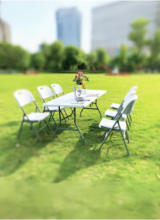 Marcolo 152cm Folding Table – Heavy Duty, Centerfold Portable Table with Safety Lock, Steel Frame, for Indoor & Outdoor Use  - Image 4