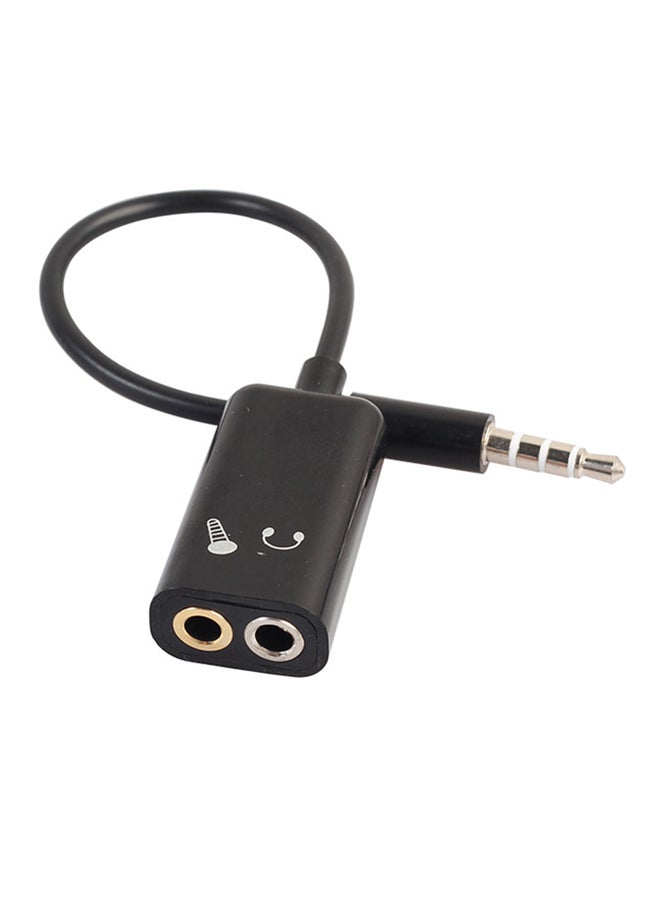 3.5mm Stereo Splitter Audio Male To Earphone Headset + Microphone Adapter Black