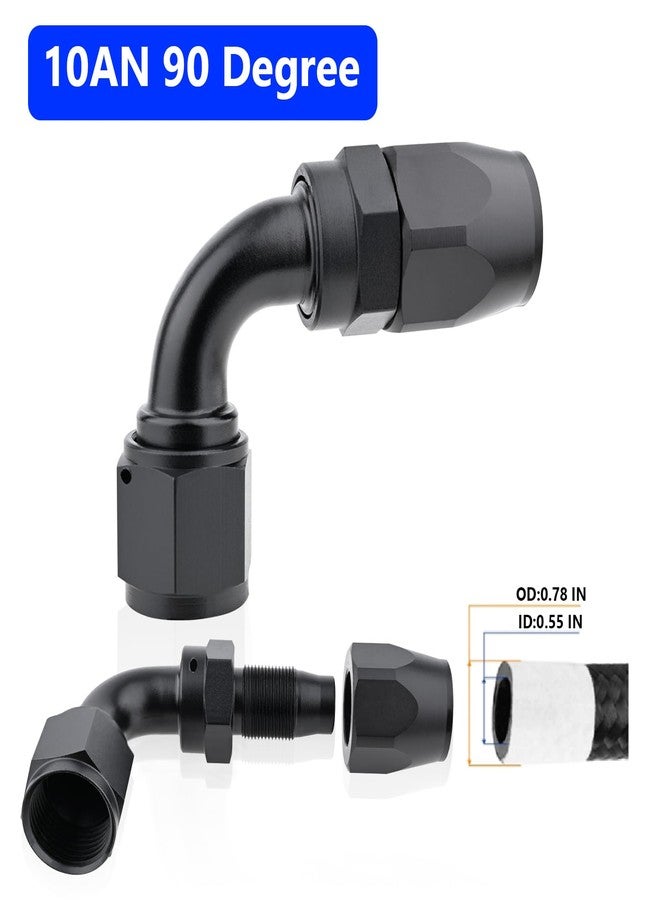 STPCTOU 10AN 90 Degree Push Lock Hose Fitting Barb End Adapter for For Rubber Fuel Line Oil Fuel Cooler Kits Reusable Hose Adaptor Anodized Aluminum Alloy Black(90 Degree, AN10) - Image 4