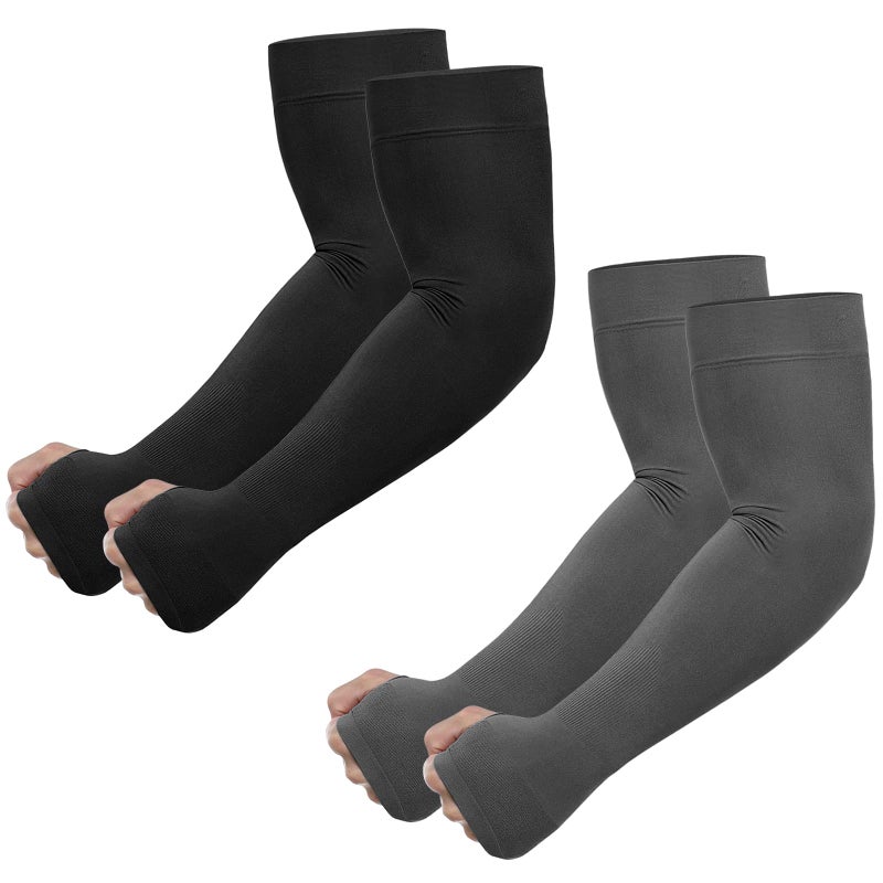 Newbyinn UV Sun Protection Arm Sleeves with Thumb Hole for Men Women Youth Cooling Sleeve to Cover Tattoo MidCompression