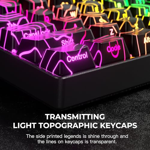 GMKWTL XVX Black Topographic Shine Through Keycaps, Backlit Gaming Keycap Set with OEM Profile, Side Printed Keyboard Key caps Suitable for 60% 65% 75% 80% 96%100% MX Switches Mechanical Keyboard - Image 2
