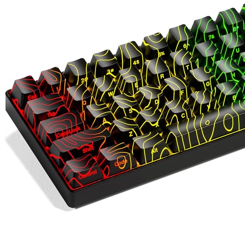 GMKWTL XVX Black Topographic Shine Through Keycaps, Backlit Gaming Keycap Set with OEM Profile, Side Printed Keyboard Key caps Suitable for 60% 65% 75% 80% 96%100% MX Switches Mechanical Keyboard - Image 1