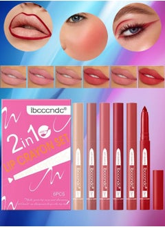 ibcccndc 6 Colors 2in1 Lip Liner and Lipstick Lip Crayon Set Waterproof Long Lasting Lipstick Lip Contour Makeup Lip Pencil Set Full Color Lip Liner Lippie Pencil Lip Liner Lipstick Matte 13  - Image 1