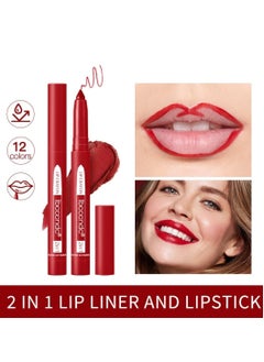 ibcccndc 6 Colors 2in1 Lip Liner and Lipstick Lip Crayon Set Waterproof Long Lasting Lipstick Lip Contour Makeup Lip Pencil Set Full Color Lip Liner Lippie Pencil Lip Liner Lipstick Matte 13  - Image 3