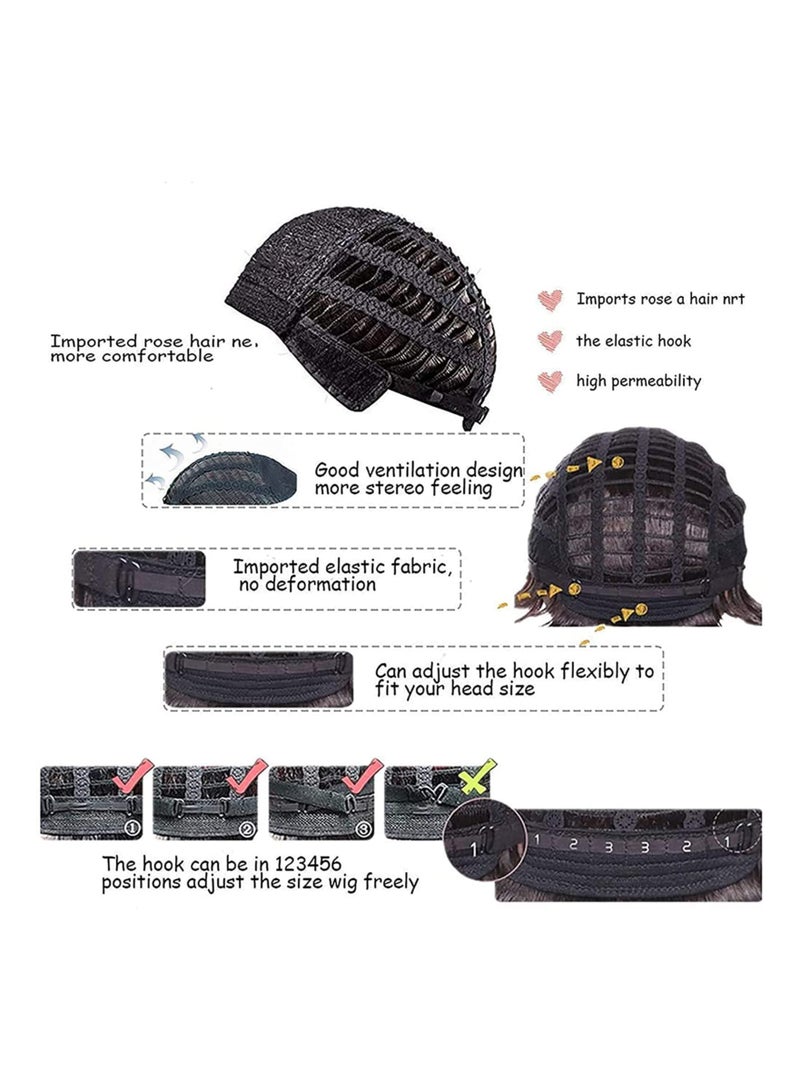 SOLARAE Men Wigs Short Brown Curly Afro Wig for Men 70s Disco Costume Wig With Glasses Necklace Mustache and Wig Cap Natural Fluffy Synthetic hair Wig - Image 5