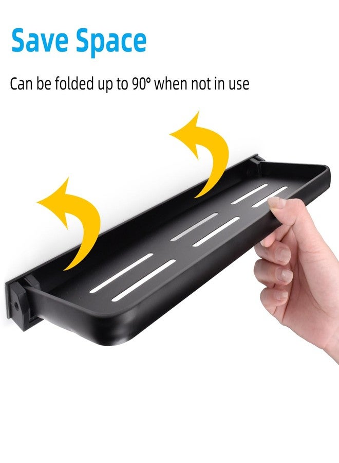 DEAYOU 2 Pack Folding Wall Shelf for Bathroom, 90° Fold Up Floating Shelf, Wall Mounted Drop Down Metal Shelves for RV, Campers, Laundry Room, Toilet Room, Kitchen, Waterproof, Space Saving, Black - Image 3