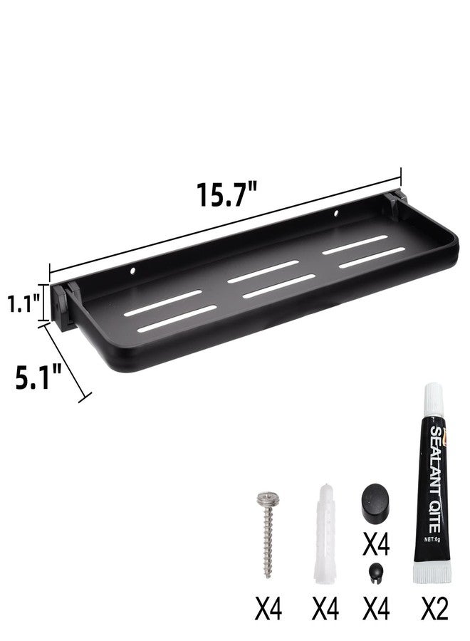 DEAYOU 2 Pack Folding Wall Shelf for Bathroom, 90° Fold Up Floating Shelf, Wall Mounted Drop Down Metal Shelves for RV, Campers, Laundry Room, Toilet Room, Kitchen, Waterproof, Space Saving, Black - Image 2