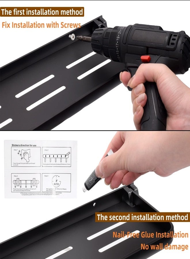 DEAYOU 2 Pack Folding Wall Shelf for Bathroom, 90° Fold Up Floating Shelf, Wall Mounted Drop Down Metal Shelves for RV, Campers, Laundry Room, Toilet Room, Kitchen, Waterproof, Space Saving, Black - Image 5