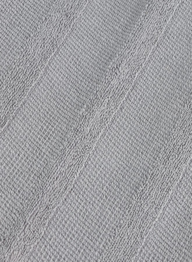 Superior Roma Cotton 3 Piece Assorted Towel Set, Highly Absorbent, Ribbed, Quick-Dry, Shower, Spa Basics, Home Essentials, Solid, Includes; 1 Bath Towel, 1 Hand Towel, 1 Face Towel, Silver - Image 4