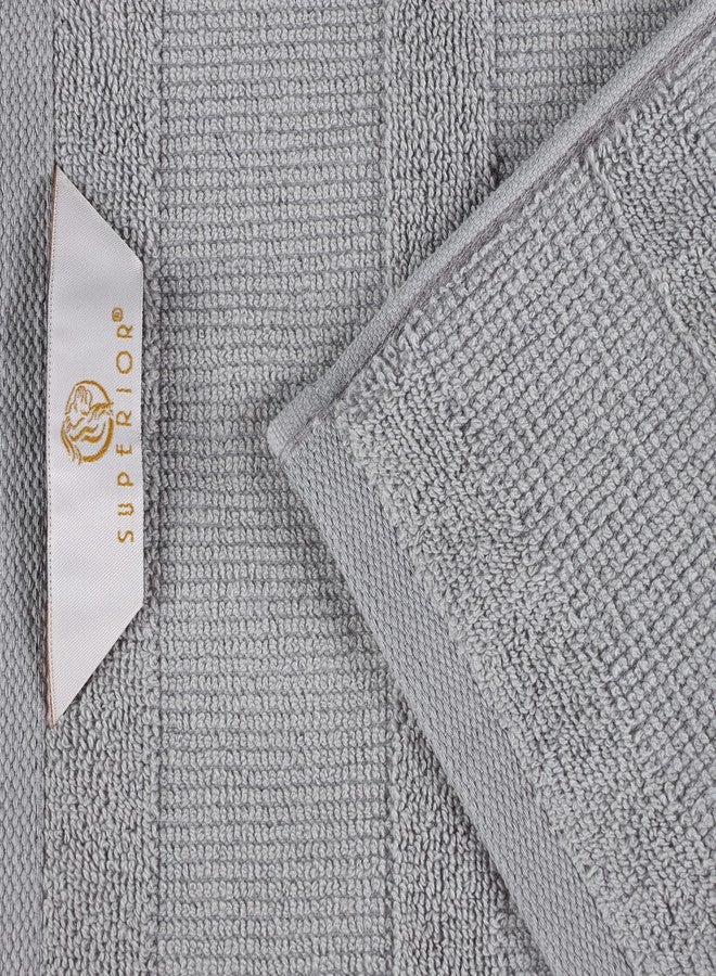 Superior Roma Cotton 3 Piece Assorted Towel Set, Highly Absorbent, Ribbed, Quick-Dry, Shower, Spa Basics, Home Essentials, Solid, Includes; 1 Bath Towel, 1 Hand Towel, 1 Face Towel, Silver - Image 5