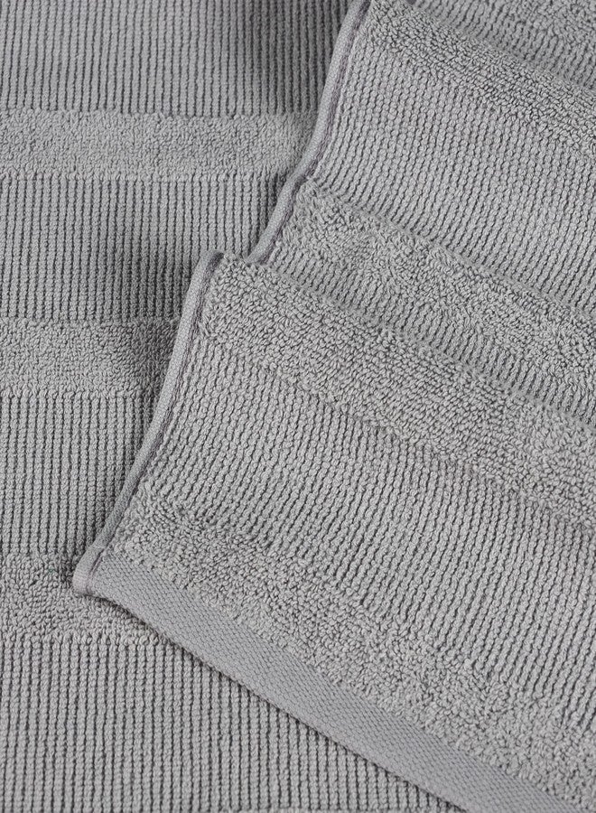 Superior Roma Cotton 3 Piece Assorted Towel Set, Highly Absorbent, Ribbed, Quick-Dry, Shower, Spa Basics, Home Essentials, Solid, Includes; 1 Bath Towel, 1 Hand Towel, 1 Face Towel, Silver - Image 3
