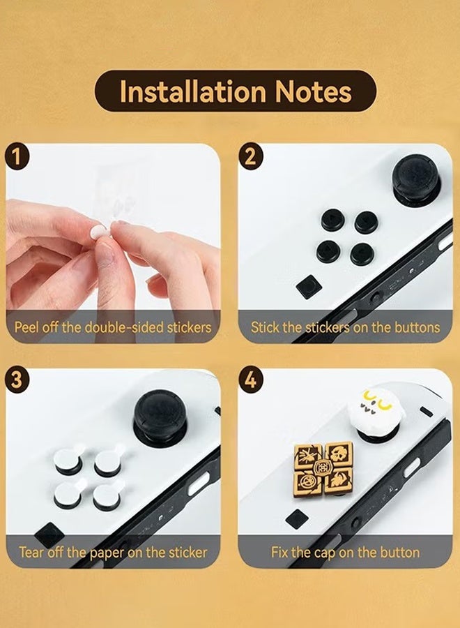 Cross D-Pad Button Caps Thumb Grips Set, Joystick Cap Cross Button Sticker, Compatible with Nintendo Switch/OLED Controller