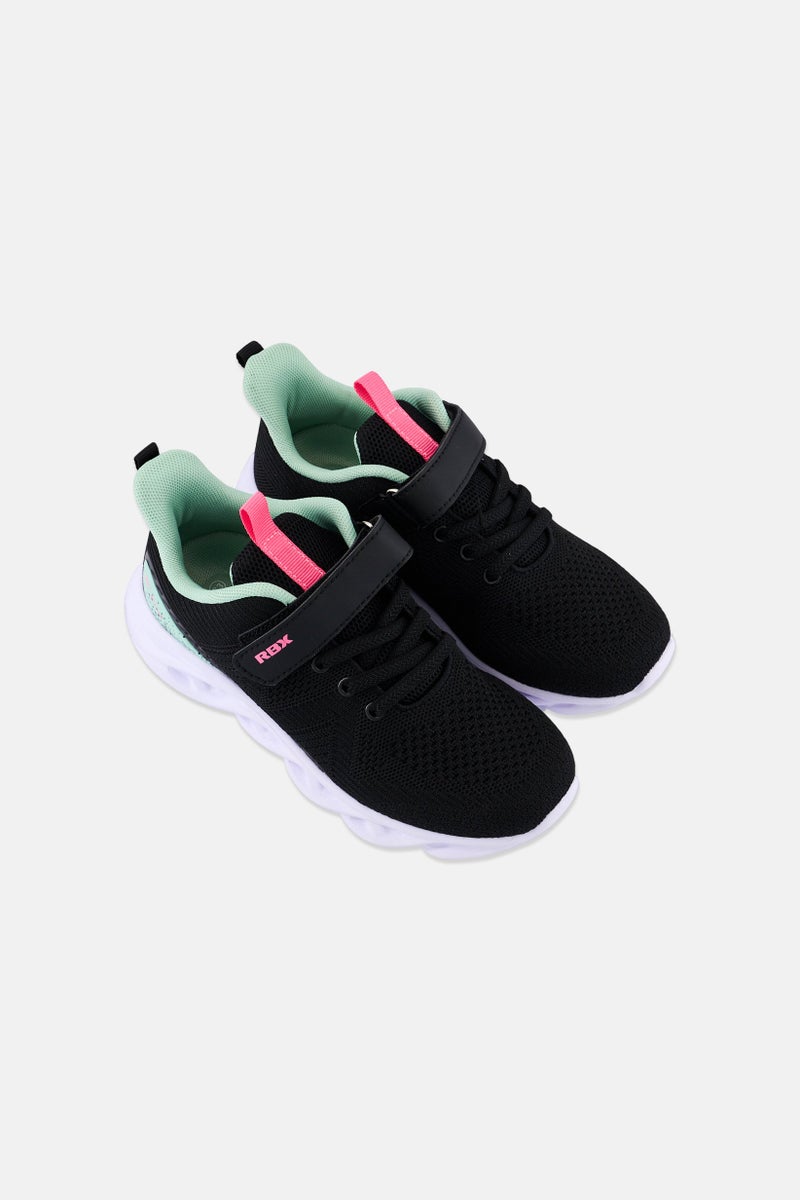 RBX أحذية جري للبنات مع شعار العلامة التجارية وإغلاق فيلكرو، سوداء - Image 2