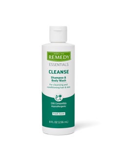 Medline Remedy Essentials Shampoo and Body Wash 8 fl oz Fresh Scent Full Body Cleanser with Aloe For Adults  Elderly Easy Rinse Gel for Bath Shower or Bedside Bathing