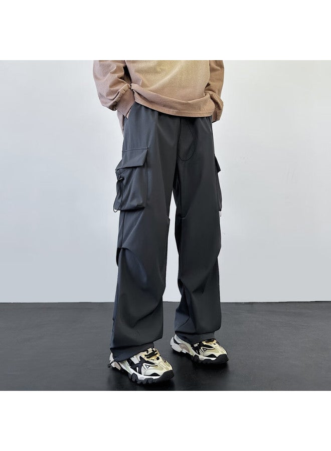 Izexx Outdoor Functional Cargo Pants For Men, And Winter Style, American Straight-leg Loose Casual Pants Iz03 Dark Gray M - Image 4