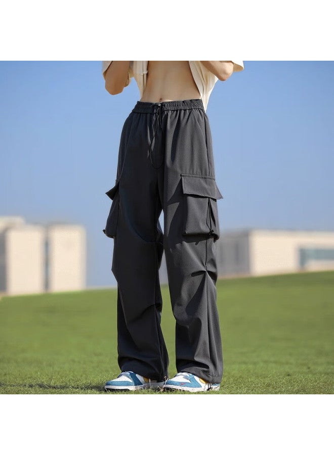 Izexx Outdoor Functional Cargo Pants For Men, And Winter Style, American Straight-leg Loose Casual Pants Iz03 Dark Gray M - Image 1