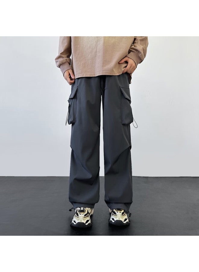 Izexx Outdoor Functional Cargo Pants For Men, And Winter Style, American Straight-leg Loose Casual Pants Iz03 Dark Gray M - Image 2
