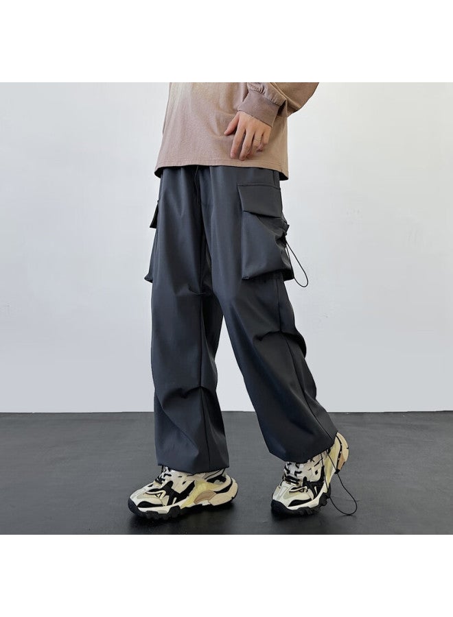 Izexx Outdoor Functional Cargo Pants For Men, And Winter Style, American Straight-leg Loose Casual Pants Iz03 Dark Gray M - Image 3