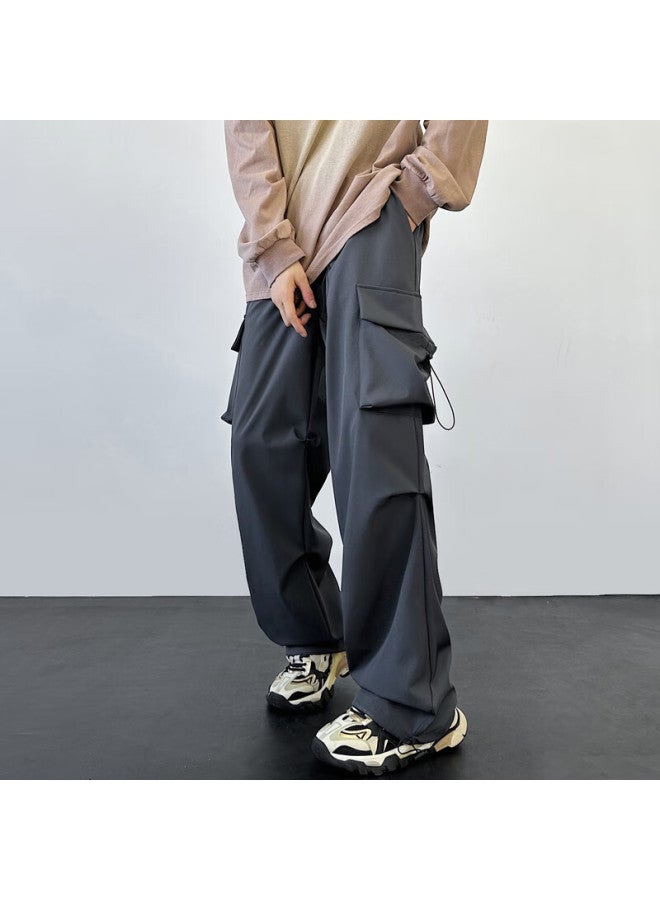 Izexx Outdoor Functional Cargo Pants For Men, And Winter Style, American Straight-leg Loose Casual Pants Iz03 Dark Gray M - Image 5