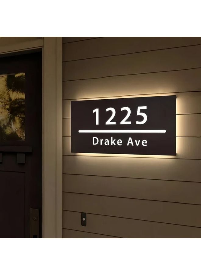 Customizable USB Wall Mounted Address Sign With Warm White Light - Image 1