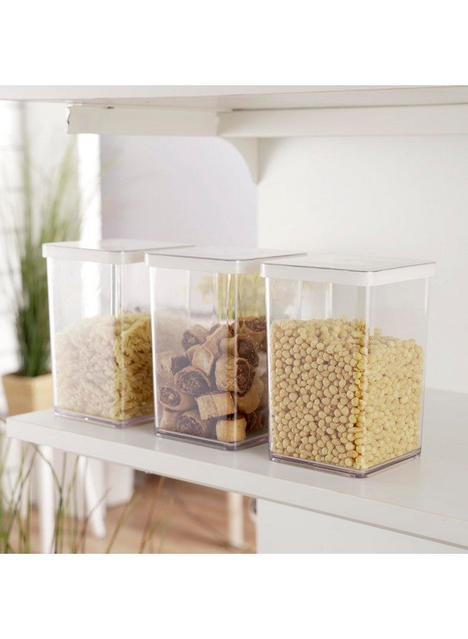 Nayasa Nicola Container-1600ML, Modern Glass-Look Plastic Storage with Stylish and Compact Design, Set Of 3, Transparent - Image 1