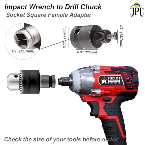 JPT 1.5-13mm Capacity Drill Chuck Mount 3/8-20UNF Quick Change Connect Conversion Chuck with 1/2 Inch Socket Square Female Adapter (NOT FOR ANGLE GRINDERS) - Image 4