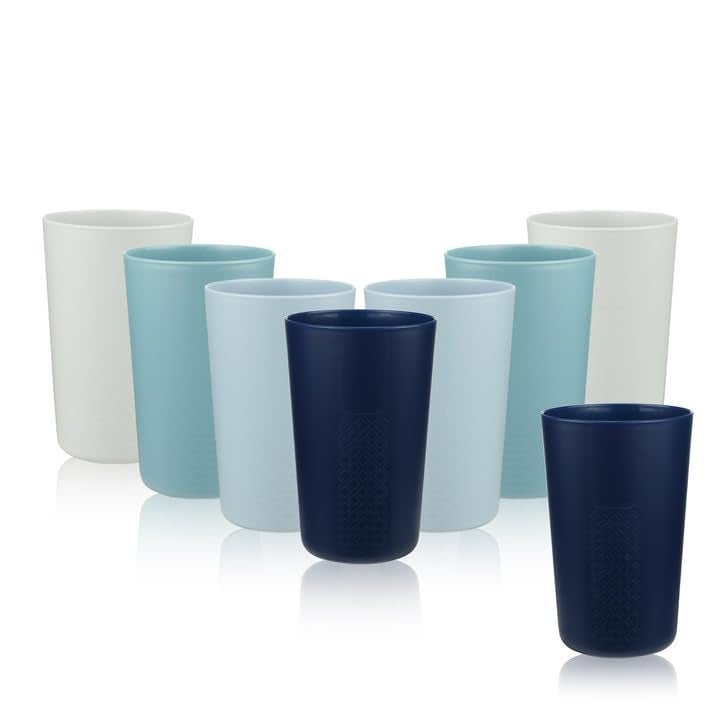 BEWOS 135 Oz Unbreakable Plastic Tumblers 8 Packs Light Weight Stackable Cups BPAFree ECo Friendly Reusable Plastic Cup Morandi Colors Mug Set Dishwasher  Microwave Safe