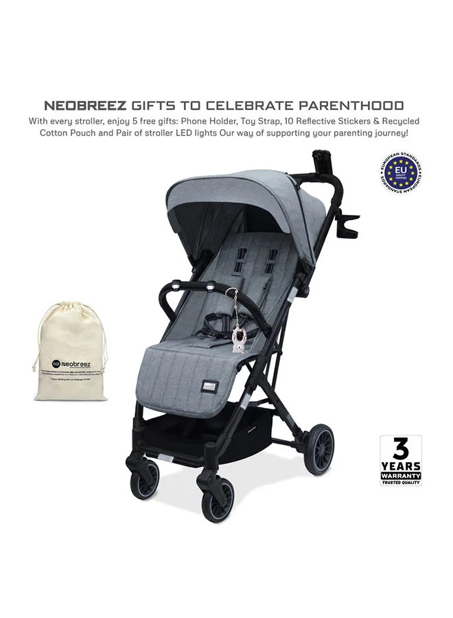 neobreez PENTA Compact Lightweight Travel Toddler Kids Baby Stroller W/Cup Holder,  Baby Trolley Handle Pushchair,  Quick Fold And Auto lock, Waterproof UPF 50+ Canopy 0-3yrs, 15kg,  3yrs Warranty