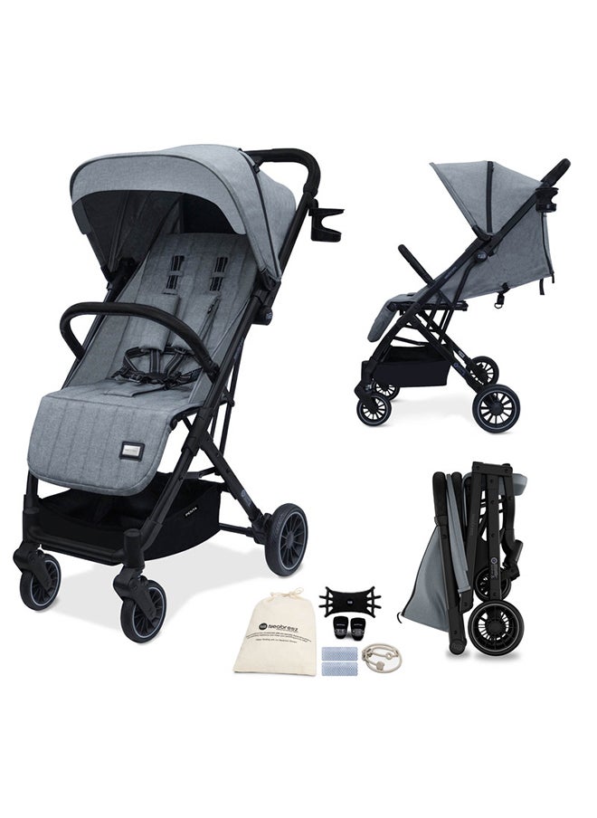 neobreez PENTA Lightweight Travel Baby Toddler Stroller, Trolley Handle Pushchair, Quick Fold And Auto lock, Waterproof UPF 50+ Canopy, Gift Bag, Toy Strap, LED lights, Cup And Phone Holder, 0-3yrs, 15kg, 3yrs Warranty  - Image 1