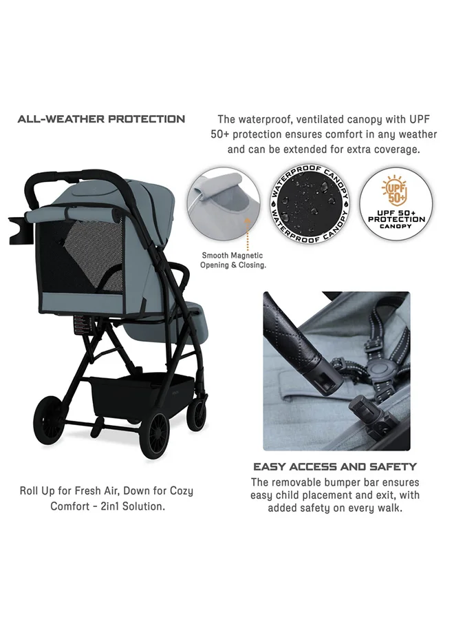 neobreez PENTA Compact Lightweight Travel Toddler Kids Baby Stroller W/Cup Holder,  Baby Trolley Handle Pushchair,  Quick Fold And Auto lock, Waterproof UPF 50+ Canopy 0-3yrs, 15kg,  3yrs Warranty