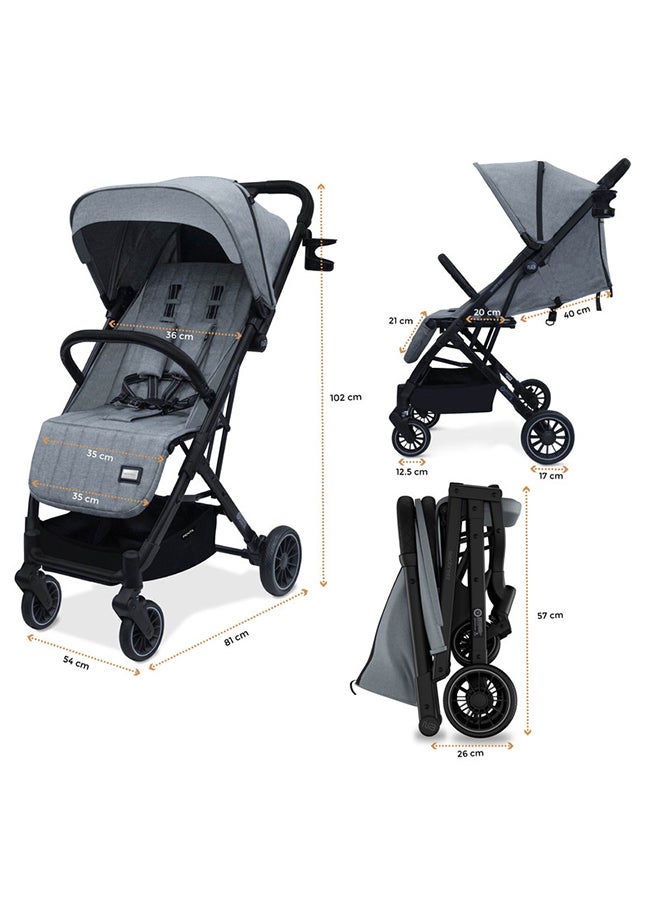 neobreez PENTA Lightweight Travel Baby Toddler Stroller, Trolley Handle Pushchair, Quick Fold And Auto lock, Waterproof UPF 50+ Canopy, Gift Bag, Toy Strap, LED lights, Cup And Phone Holder, 0-3yrs, 15kg, 3yrs Warranty  - Image 5