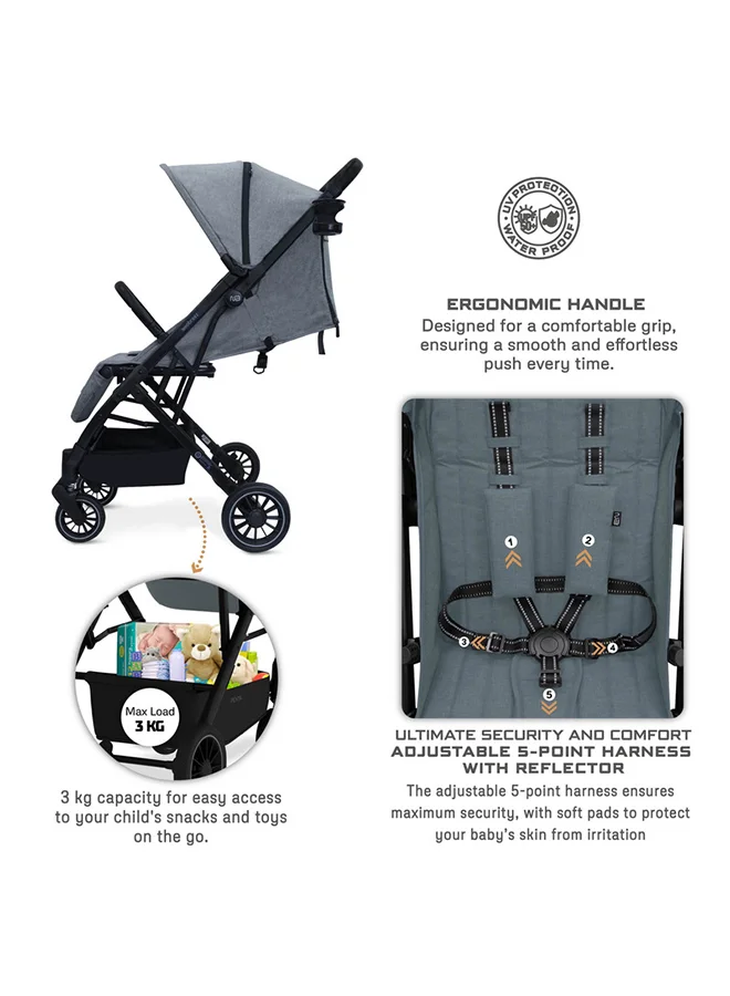 neobreez PENTA Compact Lightweight Travel Toddler Kids Baby Stroller W/Cup Holder,  Baby Trolley Handle Pushchair,  Quick Fold And Auto lock, Waterproof UPF 50+ Canopy 0-3yrs, 15kg,  3yrs Warranty