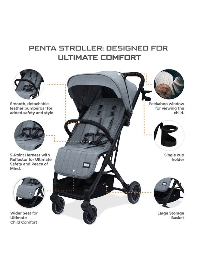 neobreez PENTA Lightweight Travel Baby Toddler Stroller, Trolley Handle Pushchair, Quick Fold And Auto lock, Waterproof UPF 50+ Canopy, Gift Bag, Toy Strap, LED lights, Cup And Phone Holder, 0-3yrs, 15kg, 3yrs Warranty  - Image 4