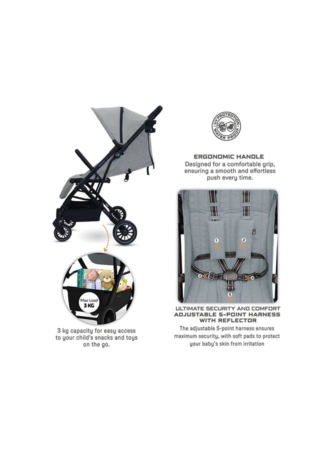 neobreez PENTA Compact Lightweight Travel Toddler Kids Baby Stroller W/Cup Holder,  Baby Trolley Handle Pushchair,  Quick Fold And Auto lock, Waterproof UPF 50+ Canopy 0-3yrs, 15kg,  3yrs Warranty - Image 3