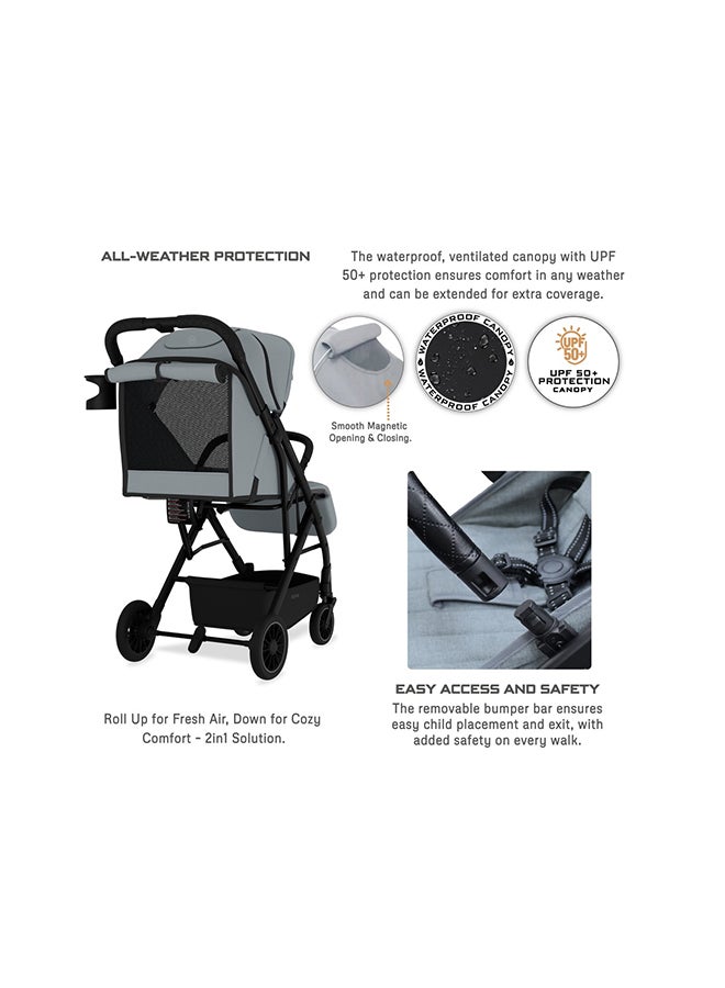 neobreez PENTA Compact Lightweight Travel Toddler Kids Baby Stroller W/Cup Holder,  Baby Trolley Handle Pushchair,  Quick Fold And Auto lock, Waterproof UPF 50+ Canopy 0-3yrs, 15kg,  3yrs Warranty - Image 5