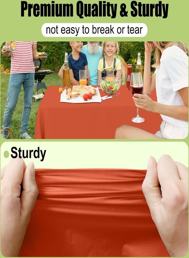 Smiry Disposable Table Cloth - 6 Pack, 54 x 108 Inch Waterproof Rectangle Tablecloths for Parties, Decorative Plastic Table Cover, Leakproof & Sturdy, Orange - Image 2