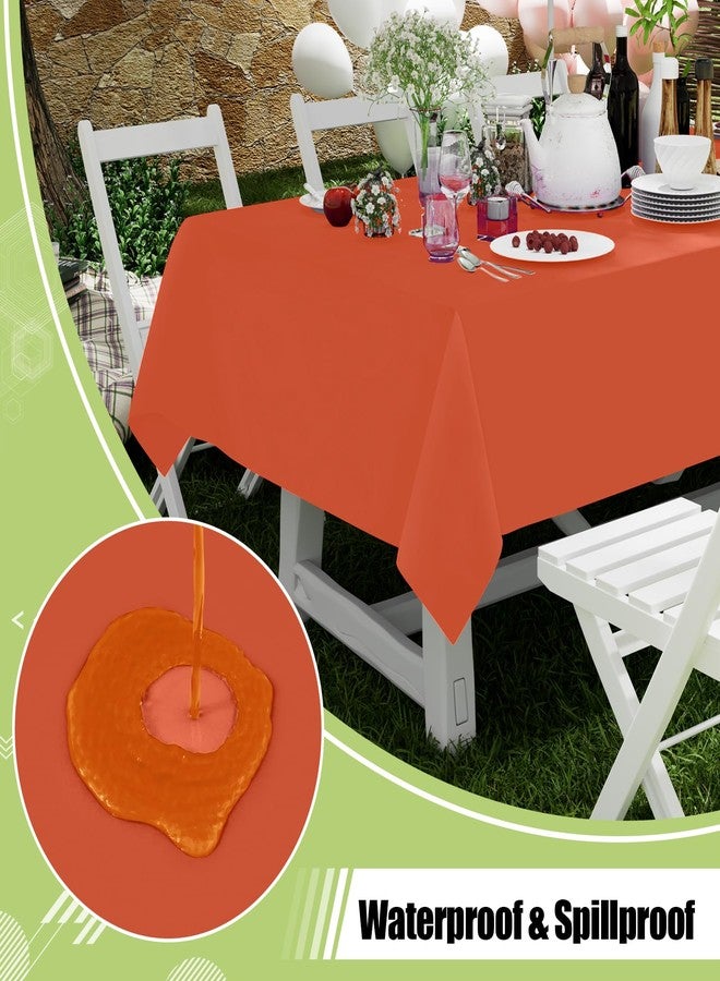 Smiry Disposable Table Cloth - 6 Pack, 54 x 108 Inch Waterproof Rectangle Tablecloths for Parties, Decorative Plastic Table Cover, Leakproof & Sturdy, Orange - Image 3