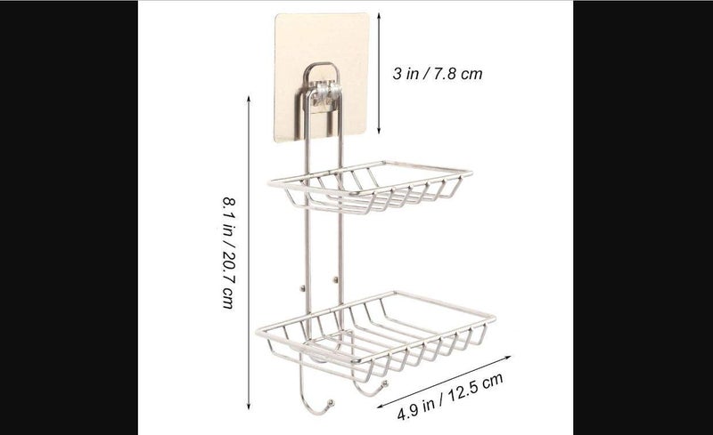 Gopendra Soap Dish Holder, Shower Caddy, Adhesive Bathroom Shelf Wall Mounted, No Drilling Strong Shower Caddies Kitchen Racks - Stainless Steel Storage Organizers (Double Layers) - Image 3